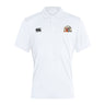 The Sacramento Rugby Football Club Waimak Polo by EMB Canterbury is a plain white men's short-sleeve polo with a collar and two small embroidered logos on the chest.