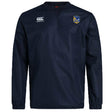 The Gulf Coast Fat Alberts Club Vaposhield Contact Top by EMB Canterbury is a navy long-sleeve rugby top with a Canterbury logo on the right chest, a yellow and blue crest on the left, and VapoShield tech for comfort.
