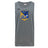 The Gulf Coast Fat Alberts Tempo Vapodri Singlet by WRS Canterbury is a gray recycled polyester sleeveless top featuring a blue airplane and rugby ball logo on the front.
