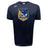 The Gulf Coast Fat Alberts Tempo Vapodri T-Shirt by WRS Canterbury features a rugby ball and plane logo on navy blue, made from moisture-wicking fabric to keep you comfortable on or off the field.