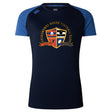 The Sacramento Rugby Football Club Women's Elite Training Tee by WRS Canterbury features a navy blue design with the club crest and "EST. MCMLXIV" text, offering lightweight comfort for workouts and training sessions.