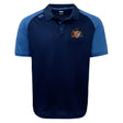 The Sacramento Rugby Football Club Elite Polo by EMB Canterbury features lighter blue sleeves, a buttoned collar, and a crest logo on the chest. Made with Vapodri fabrics, it keeps you cool and comfortable all day.
