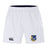 The Gulf Coast Fat Alberts Advantage Short 2.0 by EMB Canterbury features an elastic waistband, black Canterbury logo on the left leg, and a blue and yellow crest badge on the right—ideal for high-performance training.