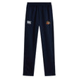 The Sacramento Rugby Football Club Stretch Tapered Pant by EMB Canterbury is a navy blue men’s workout pant with an elastic waistband, white Canterbury branding, and a multicolored crest—offering both comfort and style.