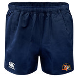 The Sacramento Rugby Football Club Professional Polyester Rugby Short by EMB Canterbury features an elastic waistband, the Canterbury logo on the left leg, an embroidered crest on the right leg, and classic, durable rugby styling.