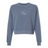 The EMB S&S Activewear Women's Gulf Coast Fat Alberts Rugby Mid-Length Crewneck Sweatshirt is a blue, relaxed-fit, garment-dyed top with "Fat Albert's Rugby" and a rugby ball graphic for comfort and vintage-inspired style.