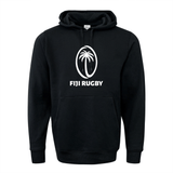 A black WRS Augusta Fiji Rugby 60/40 Pullover Fleece Hoodie featuring the word "Fiji Rugby" on it.
