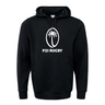 A black WRS Augusta Fiji Rugby 60/40 Pullover Fleece Hoodie featuring the word "Fiji Rugby" on it.