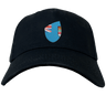 Introducing the Fiji Shield Flex Drill Cap by EMB Canterbury: a sleek black baseball cap featuring a unique patch with the iconic Fiji Shield.