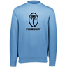 A light blue Fiji Fleece Crewneck Sweatshirt with the word Fiji Rugby on it, made by WRS Augusta.