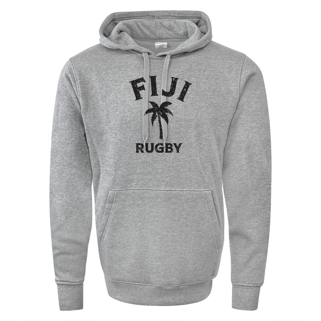 A Nations of Rugby Fiji Rugby 60/40 Pullover Hoodie, perfect for Fiji rugby enthusiasts. This grey hoodie from WRS Augusta features the iconic phrase "Fiji rugby" and offers exceptional comfort and durability.