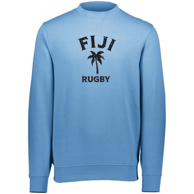 A blue Nations of Rugby Fiji Rugby Fleece Crewneck sweatshirt, perfect for rugby enthusiasts, by WRS Augusta.
