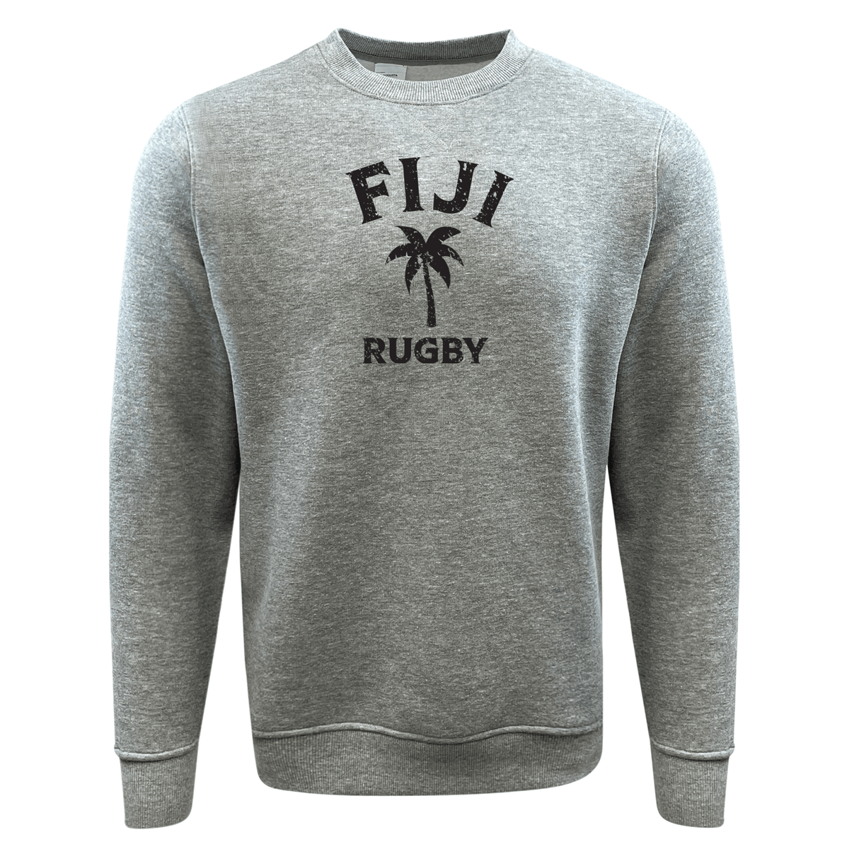 A grey Nations of Rugby Fiji Rugby fleece crewneck sweatshirt suitable for rugby enthusiasts from WRS Augusta.