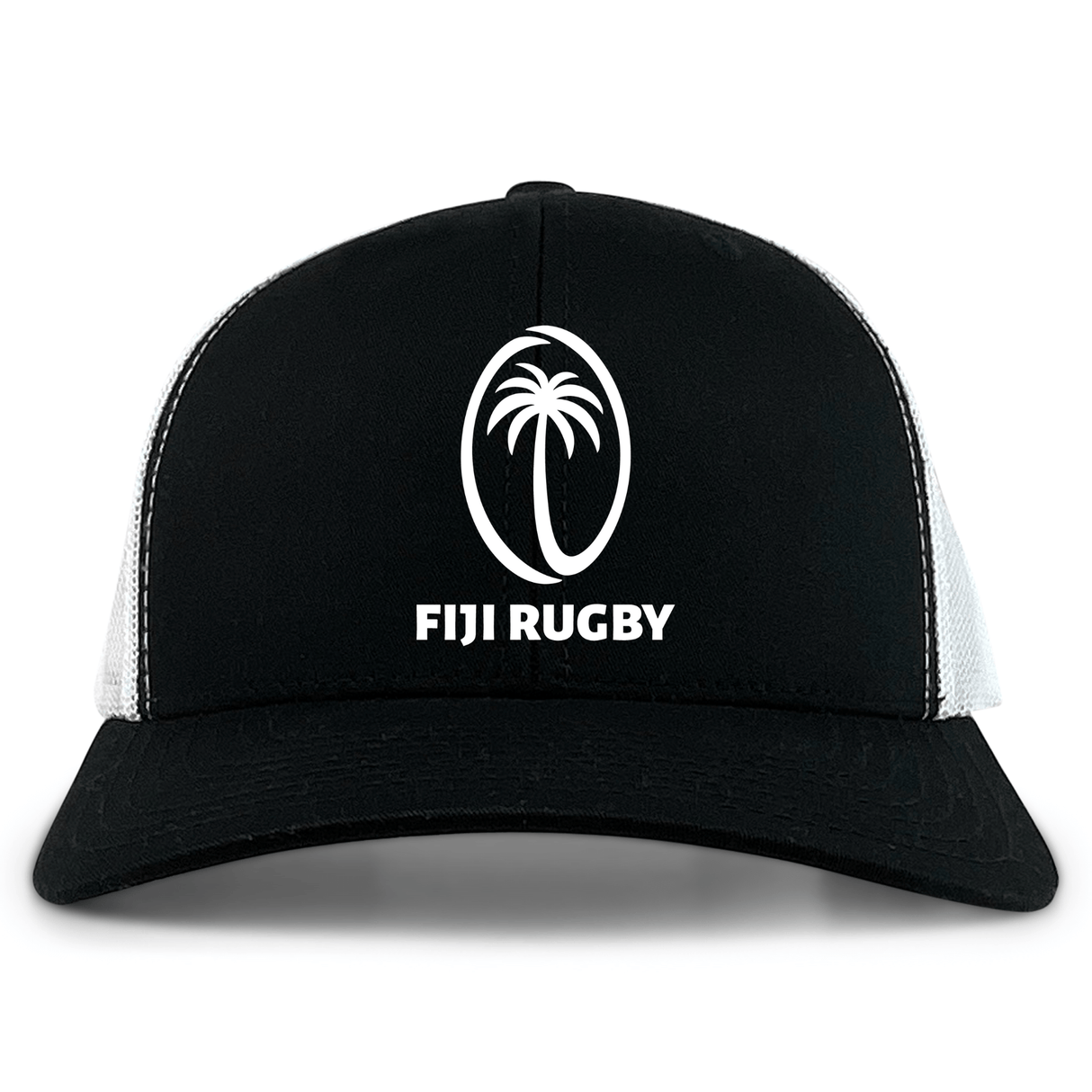 The Fiji rugby logo on a EMB Alpha Broder Fiji Retro Trucker Cap.