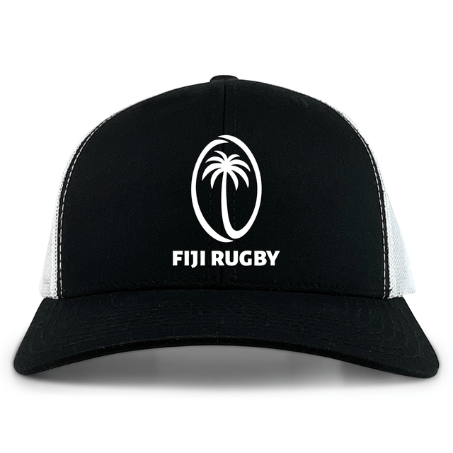 The Fiji rugby logo on a EMB Alpha Broder Fiji Retro Trucker Cap.