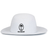 White wide-brim Fiji Rugby Perforated Boonie Hat by EMB Augusta with "Fiji Rugby" and a palm tree logo printed in black on the front, featuring perforated side panels for breathability.