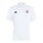 This white short-sleeve breathable polo features a black logo on the left chest, a red and white emblem on the right chest, and a small black logo on the right sleeve. The Fox Valley Rugby Club Dry Polo by Canterbury is designed with Vapodri Technology for enhanced comfort.
