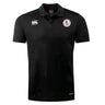 A black Fox Valley Rugby Club Dry Polo by EMB Canterbury featuring Vapodri Technology for ultimate comfort, the brand's logo on the right chest, and a round badge with a red emblem on the left chest.