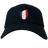 Introducing the France Shield Flex Drill Cap by EMB Canterbury, showcasing black fabric with a France shield design and vertical stripes in blue, white, and red.
