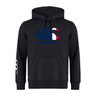 The Canterbury France CCC Flag Club Hoodie by WRS Canterbury is a black sweatshirt fleece hoodie featuring the iconic CCC logo on the chest and a white design on the left sleeve.