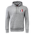 The France Shield Club Hoodie by EMB Canterbury is a gray sweatshirt fleece hoodie, featuring a front pocket and a small tricolor shield emblem on the chest.