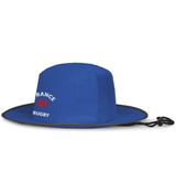 A moisture-wicking Nations of Rugby France Rugby Legend Boonie Cap with the word France on it, made of polyester fabric by EMB Augusta.