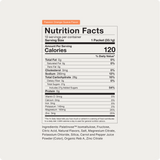 Nutrition facts label for Momentous Fuel 10-Travel Packs by Momentous, a carb-electrolyte drink mix providing sustained energy. Each serving contains 120 calories; 10 servings per box. Includes full ingredients and nutritional values—great for endurance workouts.
