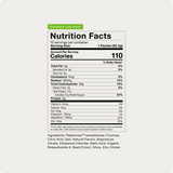 Nutrition facts label for Momentous Fuel 10-Travel Packs by Momentous, a strawberry lime carb electrolyte formula with 110 calories per serving—includes full ingredients and nutrition details, perfect for endurance and sustained energy.