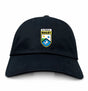 The Las Colinas Rugby Dad Cap by EMB S&S Activewear features a star, sun, and horse crest embroidered on black—your perfect casual hat to support the team.