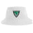 The Birmingham Vulcans Rugby Sustainable Bucket Hat by EMB S&S Activewear is a white bucket hat crafted from recycled polyester. It features a Birmingham Rugby patch with green and black accents, a rugby ball, and the text "EST 1967" on the front—proudly representing Birmingham Vulcans Rugby.