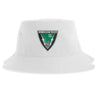 The Birmingham Vulcans Rugby Sustainable Bucket Hat by EMB S&S Activewear is a white bucket hat crafted from recycled polyester. It features a Birmingham Rugby patch with green and black accents, a rugby ball, and the text "EST 1967" on the front—proudly representing Birmingham Vulcans Rugby.