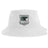 The Birmingham Steel Rugby Sustainable Bucket Hat by EMB S&S Activewear is a white, eco-friendly bucket hat crafted from recycled polyester, featuring the "Birmingham Steel Rugby" logo with a bull and shield and "Established 2021" printed on the front.