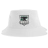 The Birmingham Steel Rugby Sustainable Bucket Hat by EMB S&S Activewear is a white, eco-friendly bucket hat crafted from recycled polyester, featuring the "Birmingham Steel Rugby" logo with a bull and shield and "Established 2021" printed on the front.