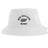 Introducing the Nations of Rugby New Zealand Rugby Sustainable Bucket Hat by EMB S&S Activewear—a white bucket hat made from recycled polyester, featuring "New Zealand Rugby" and a black fern logo on the front for eco-conscious fans.