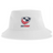 Introducing the USA Rugby Crest Sustainable Bucket Hat by EMB S&S Activewear—a white, eco-friendly bucket hat crafted from recycled polyester. Featuring the USA Rugby crest with an eagle head and bold red, white, and blue accents on the front, this sustainable accessory combines standout style with environmental responsibility.