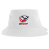 Introducing the USA Rugby Crest Sustainable Bucket Hat by EMB S&S Activewear—a white, eco-friendly bucket hat crafted from recycled polyester. Featuring the USA Rugby crest with an eagle head and bold red, white, and blue accents on the front, this sustainable accessory combines standout style with environmental responsibility.