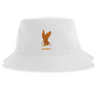 The USA Rugby Heritage Sustainable Bucket Hat by EMB S&S Activewear features a white design with an illustrated eagle holding a rugby ball above an orange "USARFU" heritage logo on the front.