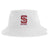 The St. Ignatius Rugby Sustainable Bucket Hat by EMB S&S Activewear features a large red "S" and the word "RUGBY" printed on the front. Made from recycled polyester, this eco-friendly bucket hat blends sustainability with classic team pride.