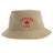 The Nations of Rugby Canada Rugby Sustainable Bucket Hat by EMB S&S Activewear is crafted from beige recycled polyester and features "CANADA RUGBY" and a red maple leaf embroidered on the front.