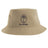 The Nations of Rugby Fiji Rugby Sustainable Bucket Hat by EMB S&S Activewear showcases a tan design with a black outlined palm tree and "FIJI RUGBY" logo on the front, crafted from recycled polyester for eco-friendly style.