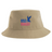 The USA Rugby Throwback Sustainable Bucket Hat by EMB S&S Activewear features "USA Rugby" text and a blue eagle logo embroidered on the front—a classic rugby hat style perfect for fans.
