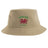 The Nations of Rugby Wales Rugby Sustainable Bucket Hat by EMB S&S Activewear is made from recycled polyester for a more eco-friendly option. This beige bucket hat features green "WALES RUGBY" text and a red dragon emblem printed on the front.