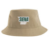 Introducing the Siena College Rugby Sustainable Bucket Hat by EMB S&S Activewear—a tan bucket hat crafted from recycled polyester, featuring "Siena Rugby" embroidered in green and white on the front. It’s the perfect eco-friendly accessory to show your Siena College Rugby pride.