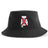 The University of Alabama Rugby Sustainable Bucket Hat by EMB S&S Activewear is crafted from recycled polyester and features a patch with the Alabama state outline, a red X, and bold black "ALABAMA RUGBY 1973" text—making it an eco-friendly choice for University of Alabama Rugby fans.