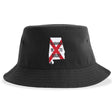 The University of Alabama Rugby Sustainable Bucket Hat by EMB S&S Activewear is crafted from recycled polyester and features a patch with the Alabama state outline, a red X, and bold black "ALABAMA RUGBY 1973" text—making it an eco-friendly choice for University of Alabama Rugby fans.