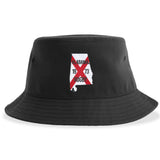 The University of Alabama Rugby Sustainable Bucket Hat by EMB S&S Activewear is crafted from recycled polyester and features a patch with the Alabama state outline, a red X, and bold black "ALABAMA RUGBY 1973" text—making it an eco-friendly choice for University of Alabama Rugby fans.