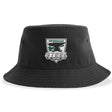 Introducing the Birmingham Steel Rugby Sustainable Bucket Hat by EMB S&S Activewear—crafted from recycled polyester for an eco-friendly touch. This black bucket hat showcases the Birmingham Steel Rugby team logo on the front, featuring a green and white shield and “Birmingham Steel Rugby Est. 2021” text—making it the perfect accessory to support your team both on and off the field.