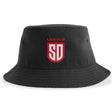 Show your San Diego Legion pride with the San Diego Legion Rugby Sustainable Bucket Hat by EMB S&S Activewear. This black bucket hat showcases a red and white "SD Legion" logo front and center, and is crafted from recycled polyester—making it a responsible, sustainable choice for eco-conscious fans.