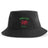 Introducing the Nations of Rugby Wales Rugby Sustainable Bucket Hat by EMB S&S Activewear—crafted from recycled polyester, this black bucket hat showcases "WALES RUGBY" text and an embroidered red dragon emblem on the front, making it a perfect eco-friendly choice for passionate fans.