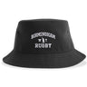 Introducing the Birmingham Rugby Text Logo Sustainable Bucket Hat by EMB S&S Activewear. This eco-friendly bucket hat is crafted from recycled polyester and features “Birmingham Rugby” embroidered in white text on the front, complete with two small symbols between the words. Combining sustainable materials with team pride, it’s the perfect stylish accessory for fans who care about both the environment and their rugby spirit.